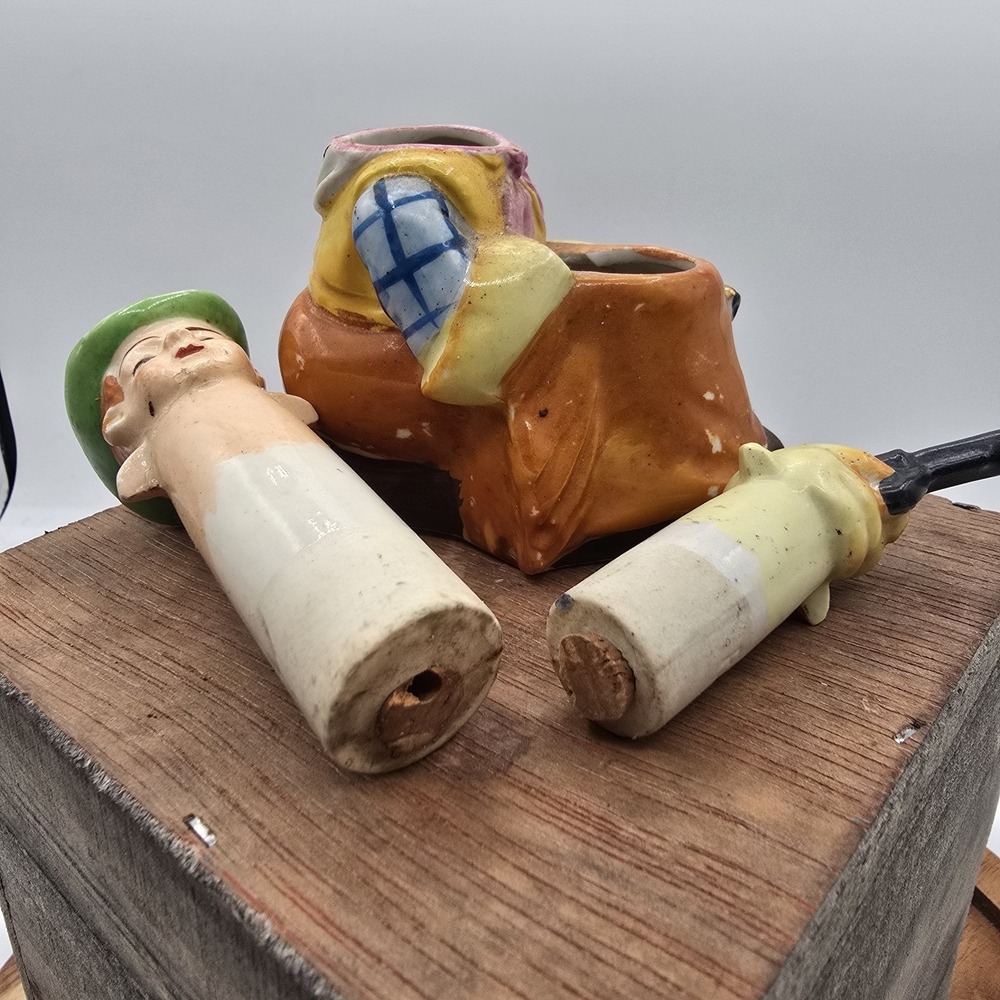 Rare Vintage Nodding Nodders Cowboy Kneeling Gun Salt Pepper Shakers Green Hat - Picture 5 of 6